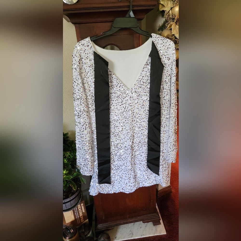 White Sequin Long-Sleeve Women's Top